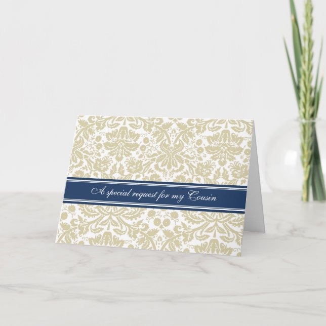 Beige Damask Cousin Bridesmaid-inbjudan Inbjudan (Framsida)