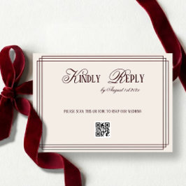 Beige Dark Red Old Money Wedding QR code OSA Kort