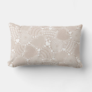 Beige Decorative Hearts Mönster Lumbarkudde