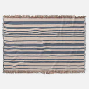 Beige/Deep Blue Grått Simple Snyggt Rand Mönster Filt