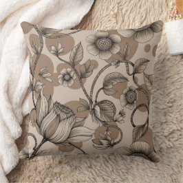 Beige Dekoration med blommor Kudde
