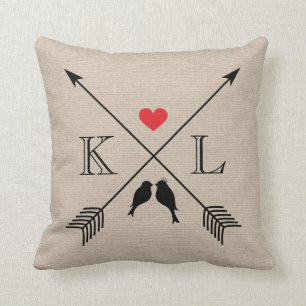 Beige den initiala linnemonogramen kudder kopplar kudde