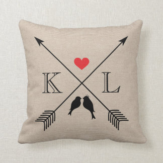 Beige den initiala linnemonogramen kudder kopplar kudde