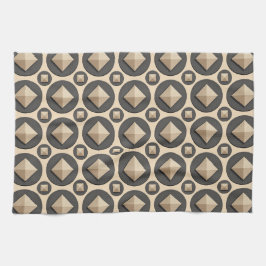 beige diamantpyramid inuti en grå cirkel kökshandduk