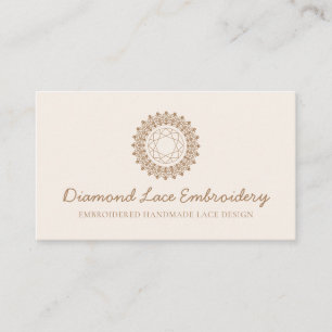 Beige Diamond logotyp Embroidery Snöre Sewing Visitkort