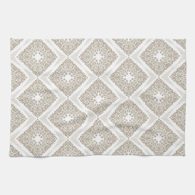 Beige Diamond Medallion Kökets torn Kökshandduk (Horisontell)