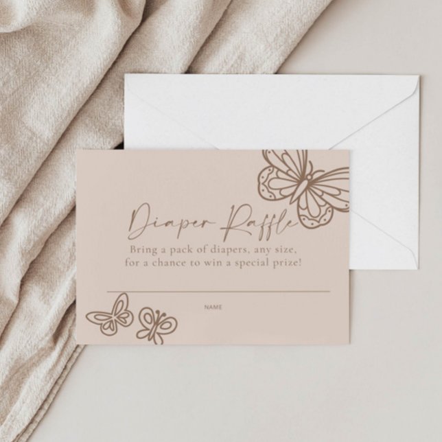 Beige Diaper Raffle Baby Shower Card Anteckningskort (Skapare uppladdad)
