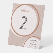 Beige Dots and Circles Bröllop Bordsnummer Sign