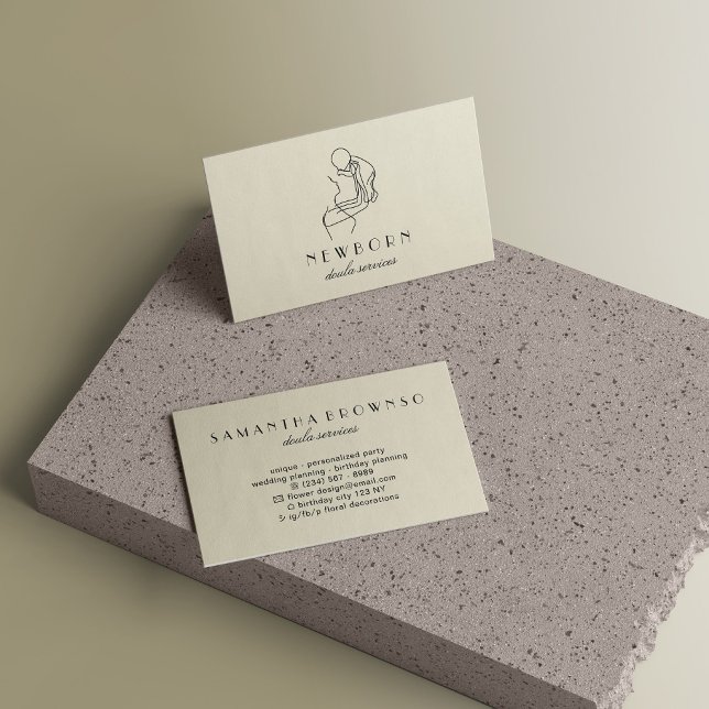 Beige Doula för nyfödd bebis Visitkort (Beige New Born Baby Doula Business Card)