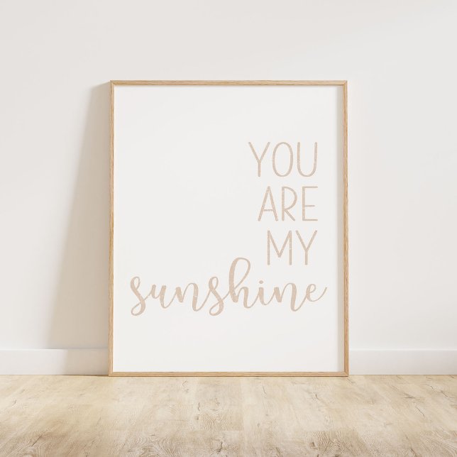 Beige du är min solsken poster (You Are My Sunshine, a minimalist typography quote in a neutral beige distressed texture)