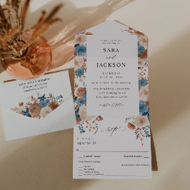 Beige & Dusty Blue Blommigt Bröllop
