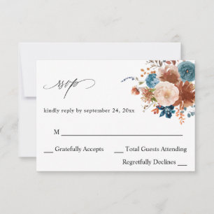 Beige & Dusty Blue Blommigt on Meal OSA Kort
