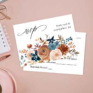 Beige & Dusty Blue Blommigt w Meal OSA Kort