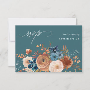 Beige & Dusty Blue Blommigt w Meal OSA - Teal Kort