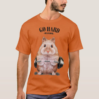Beige Dwarf Hamster Muscle Training Weightlifting T Shirt