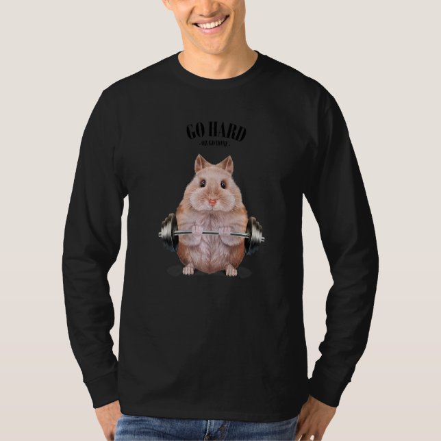 Beige Dwarf Hamster Muscle Training Weightlyftning T Shirt (Framsida)
