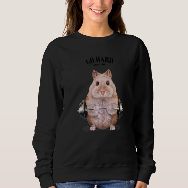 Beige Dwarf Hamster Muscle Training Weightlyftning T Shirt (Framsida)