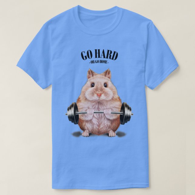 Beige Dwarf Hamster Muscle Training Weightlyftning T Shirt (Design framsida)