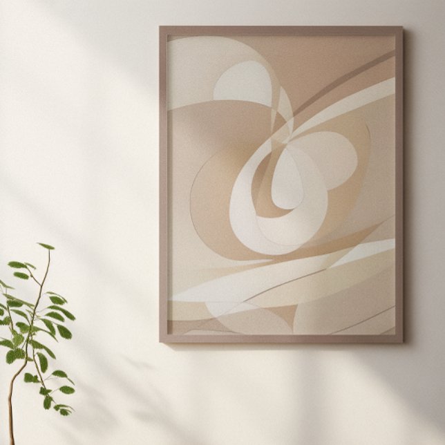Beige Dynamic Abstrakt Forms Poster (Skapare uppladdad)
