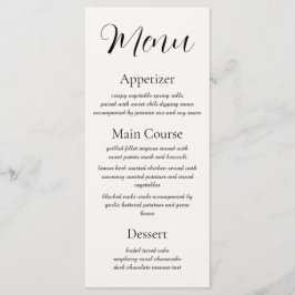 Beige Elegance Reception Menu Meny