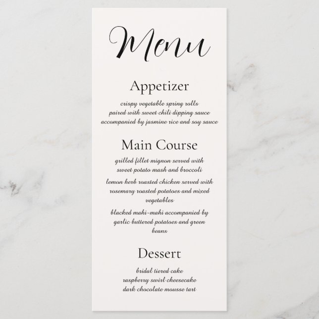 Beige Elegance Reception Menu Meny (Framsida)