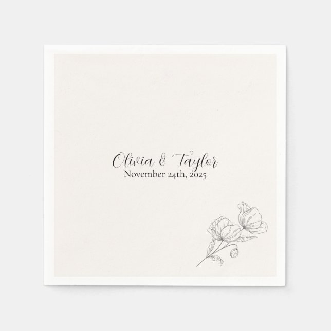 Beige Elegance Wedding Napkins Pappersservett (Framsidan)