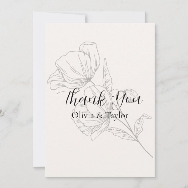 Beige Elegance Wedding Thank You Cards Tack Kort (Framsida)