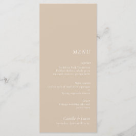 Beige elegant bröllop Menu Meny