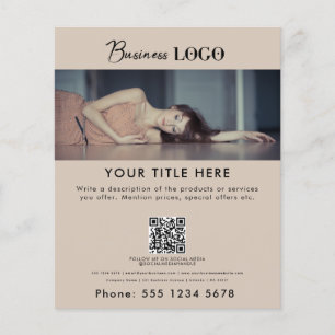 Beige Elegant Business Promotional Simple Photo Flygblad
