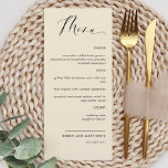 Beige Elegant Calligraphy Bröllop / Reception Meny<br><div class="desc">Elegant Buttery beige bröllop eller Menu-kort för middagsmottagning. Contemporary, enkel design och elegant med snygg, handskriven kalligrafi. Bakgrunden färg i beige. Förmåga att ändra både fram- och/eller bakgrunden till färg genom att markera "anpassa ytterligare". Utformning som är tillgänglig i flera olika alternativ i färg. En del av vår "Earthy Blooms...</div>