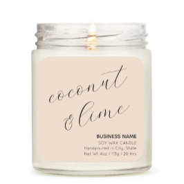 Beige Elegant Candle Cosmetic Sticker Label Fyrkantigt Klistermärke