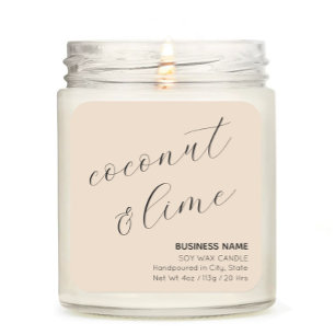 Beige Elegant Candle Cosmetic Sticker Label Fyrkantigt Klistermärke