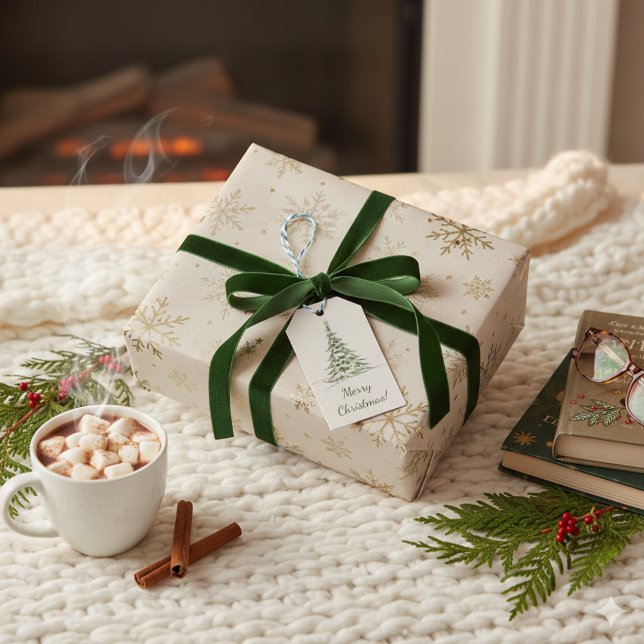 Beige Elegant God jul Gift Märkre Presentetikett (Skapare uppladdad)