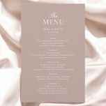 Beige Elegant Minimalist Bröllop Menu<br><div class="desc">Öka din bröllopsmottagning med vår elegant Beige Champagne Bröllop Menu Card. Med ett förfinat serif-teckensnitt ger det här menykortet en snygg kontur av ditt noggrant kurderade kurser, vilket ger en sofistikerad pekpenna till bord-inställningen. Den lyxiga beige champagne färg kompletterar alla elegant bröllop-teman och ser till att din händelse exuderar tidlös...</div>