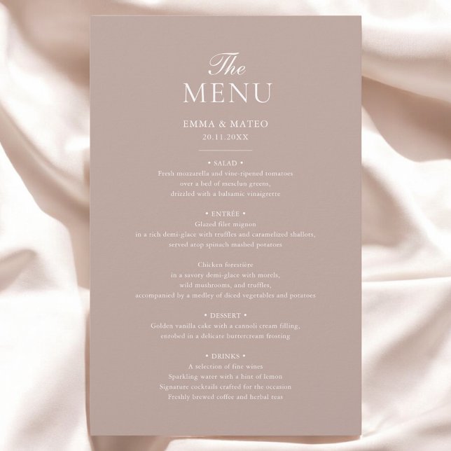 Beige Elegant Minimalist Bröllop Menu (Skapare uppladdad)