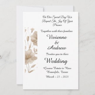 Beige Elegant Modern bröllopsinbjudan Inbjudningar