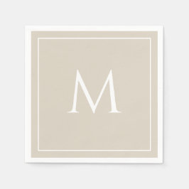Beige elegant monogram initial pappersservett