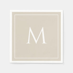 Beige elegant monogram initial pappersservett
