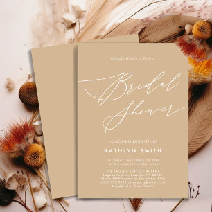 Beige Elegant Script Modern Möhippa Inbjudningar