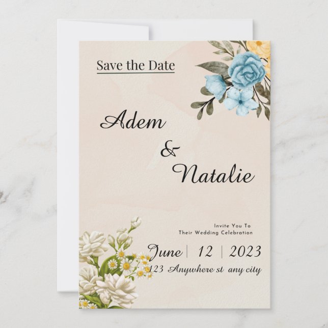 Beige elegant Wedding Card Inbjudningar (Framsida)