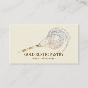 Beige elfenben Glitter Viska Glitter Guld Bageri Visitkort