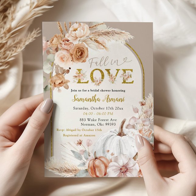 Beige Elfenbensvit Boho Pumpa Hösten Förälskelse D Inbjudningar (Skapare uppladdad)