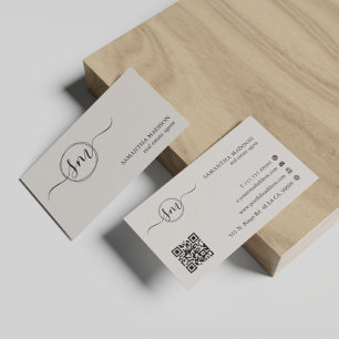 Beige Estetisk Modern Kalligrafi Fastigheter Visitkort