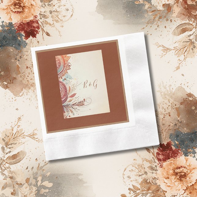 beige etnisk bröllop pappersservett (Skapare uppladdad)