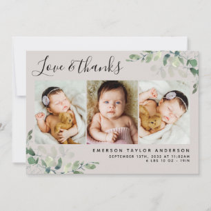 Beige Eucalyptus 3 Photo Baby Birgats Stats Tack Kort