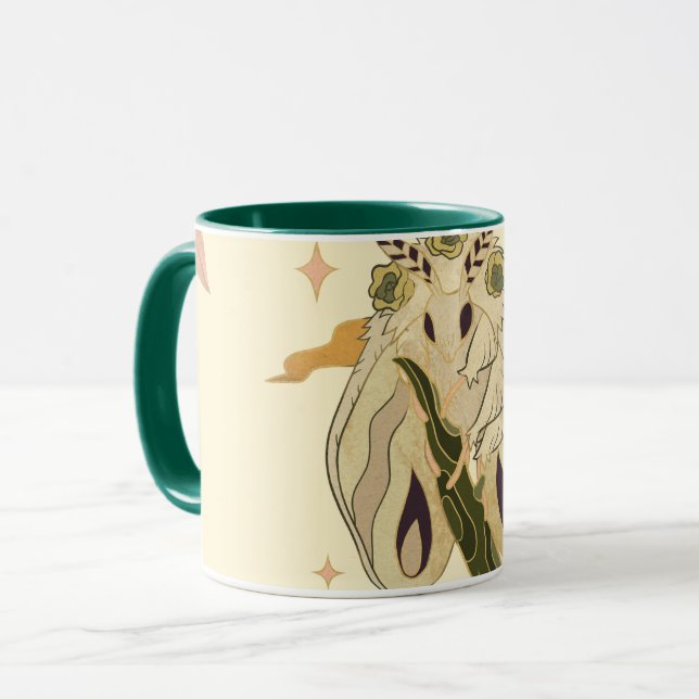 Beige Fae Moth, Mystical Graphic Artwork Mugg (Framsida vänster)