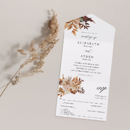 Beige Fall Blommigt Bröllop