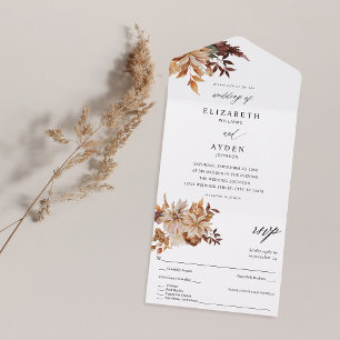 Beige Fall Blommigt Bröllop