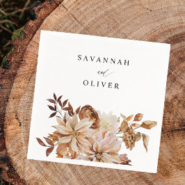 Beige Fall Blommigt Namn Napkins Pappersservett