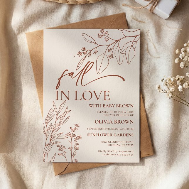 Beige Fall in Love Baby Shower-inbjudan Inbjudningar (Skapare uppladdad)